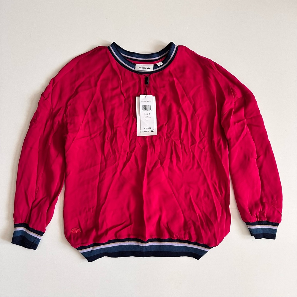 LACOSTE Magenta Long Sleeve Silk Shirt Size 34/2